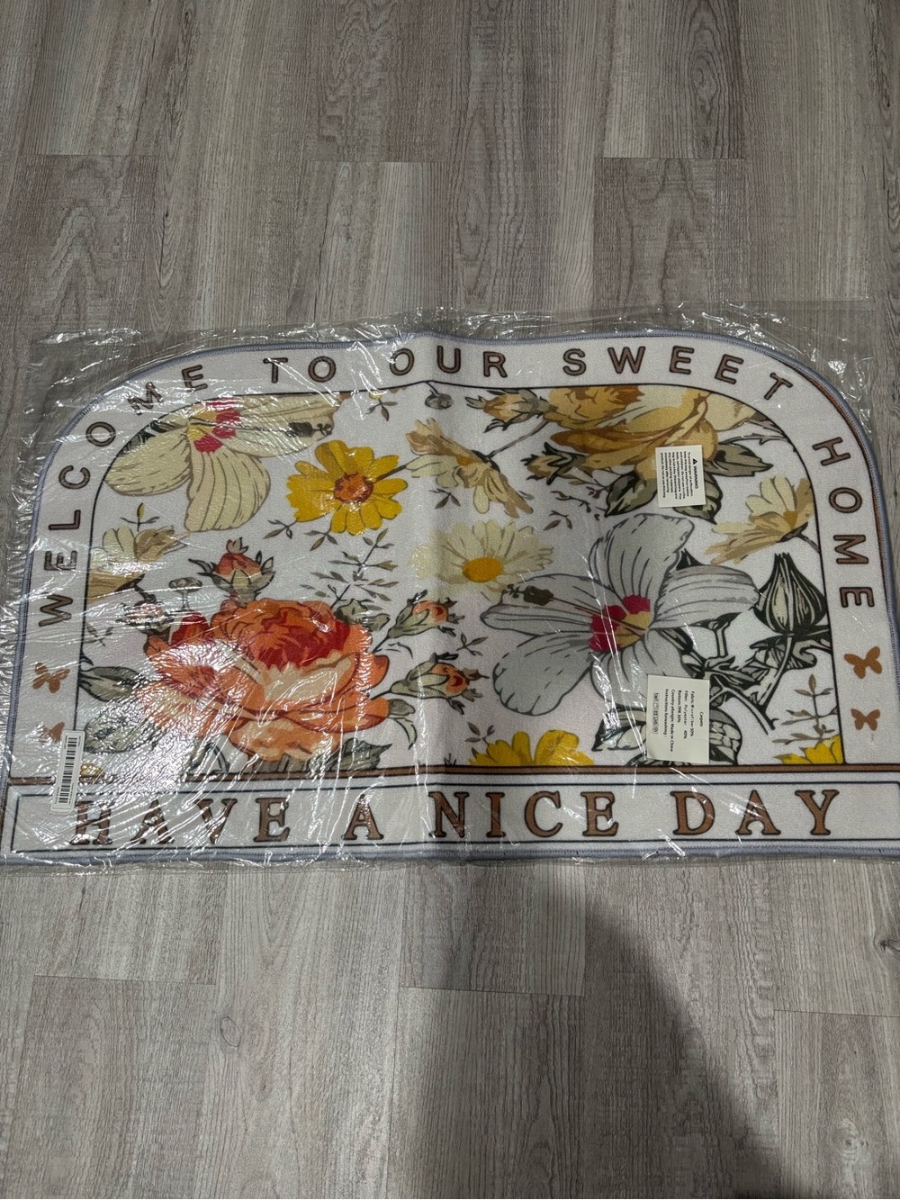 Floral "Have a Nice Day" Welcome Mat